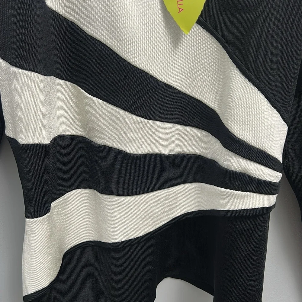 NWT Prima Bella Black and White Long Sleeve Blouse - Picture 3 of 8